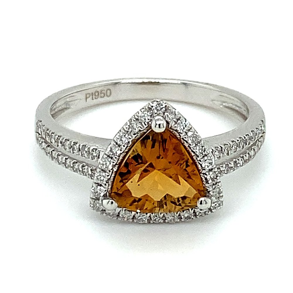 Orange Tourmaline 1.40ct Diamonds Platinum Ring